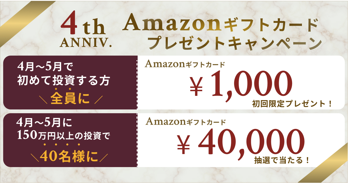 【Amazonギフトカードプレゼント】4周年記念キャンペーンのお知らせ